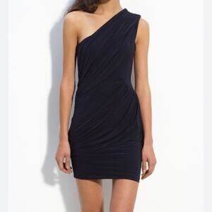 Nordstrom Soprano Black One Shoulder Ruched Bodycon Dress (S)